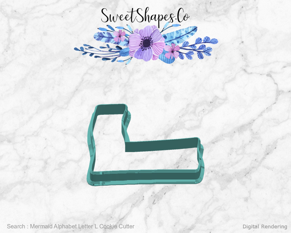 Mermaid Alphabet Letter L Cookie Cutter — right view