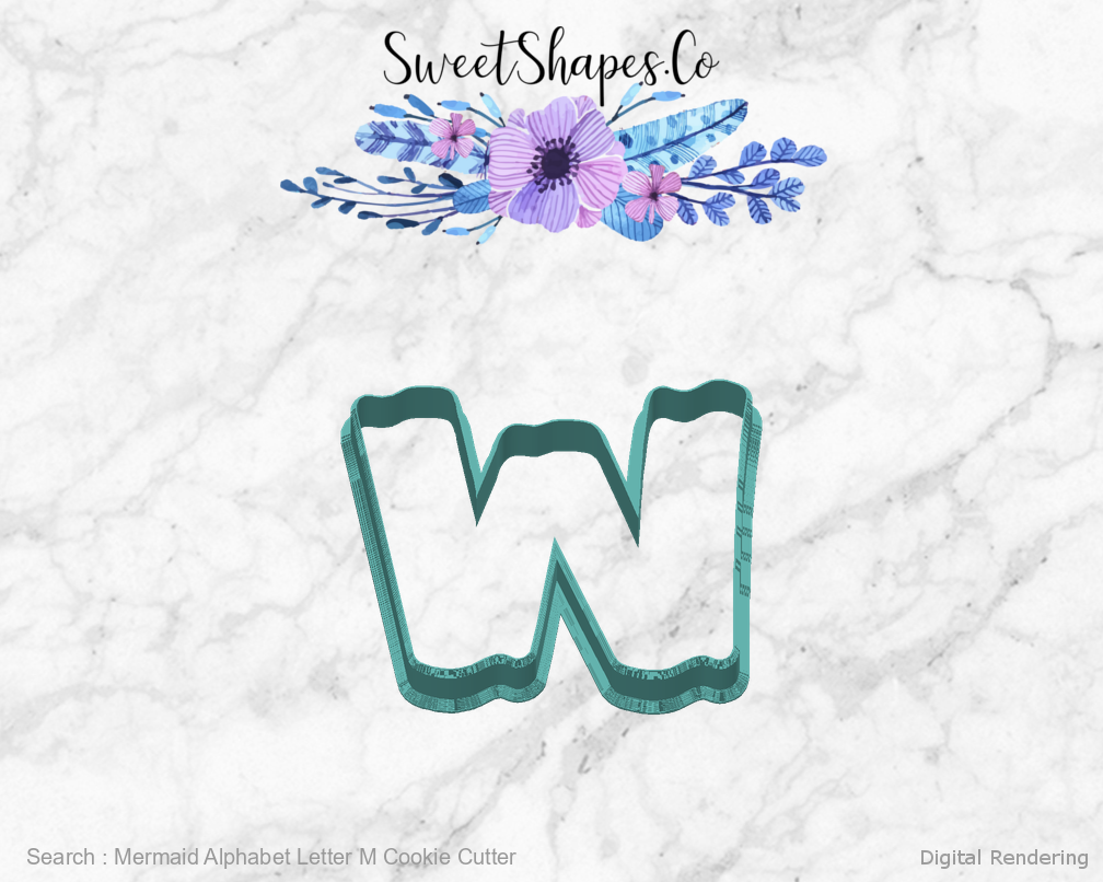 Mermaid Alphabet Letter M Cookie Cutter — back view