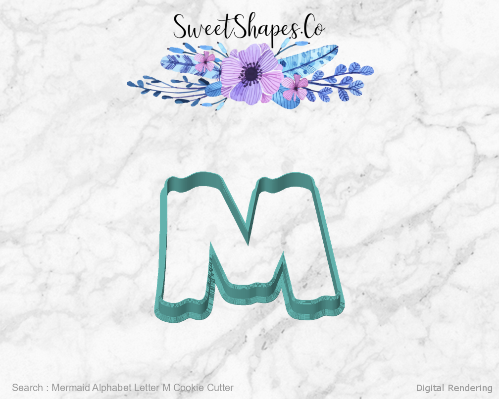Mermaid Alphabet Letter M Cookie Cutter — front view