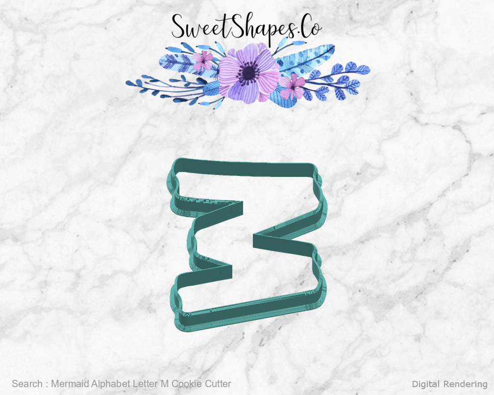 Mermaid Alphabet Letter M Cookie Cutter — right view