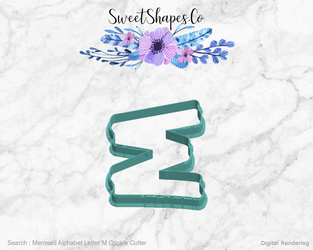 Mermaid Alphabet Letter M Cookie Cutter — left view