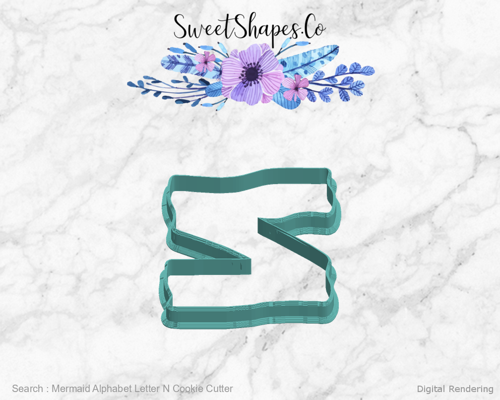 Mermaid Alphabet Letter N Cookie Cutter — left view