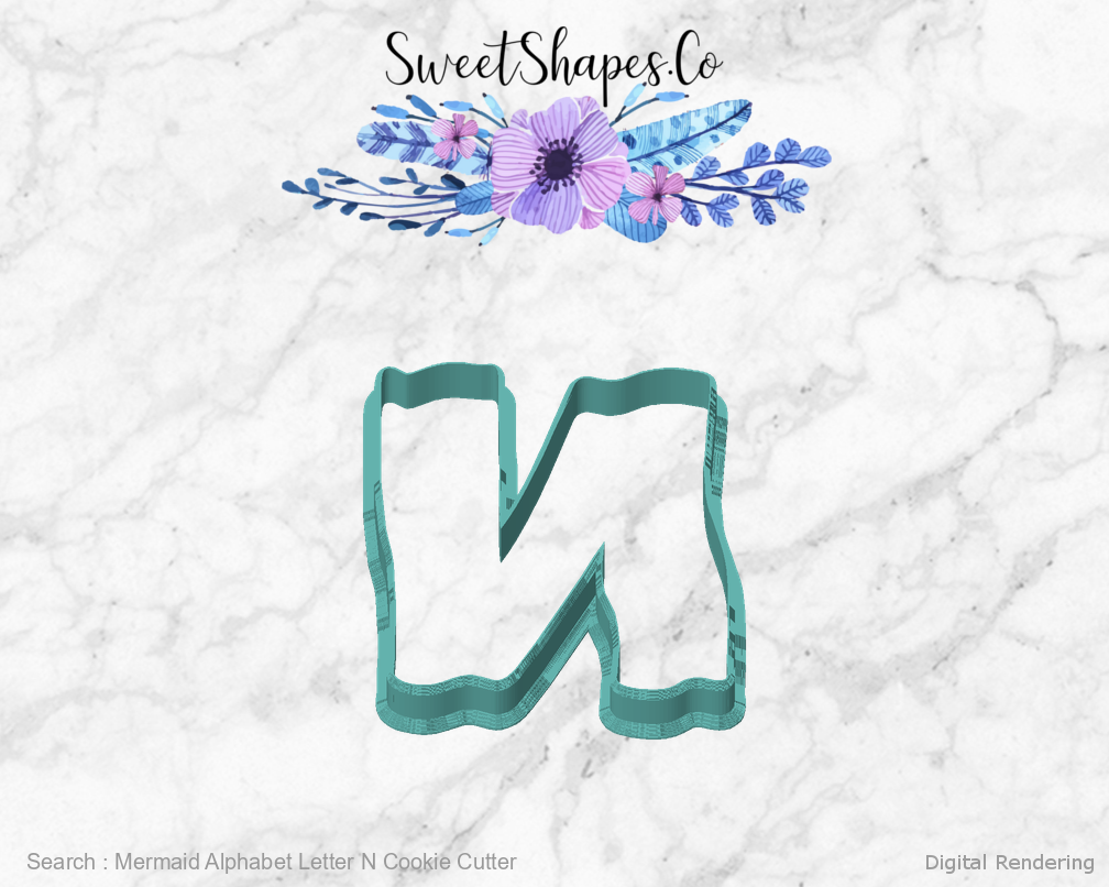 Mermaid Alphabet Letter N Cookie Cutter — front view