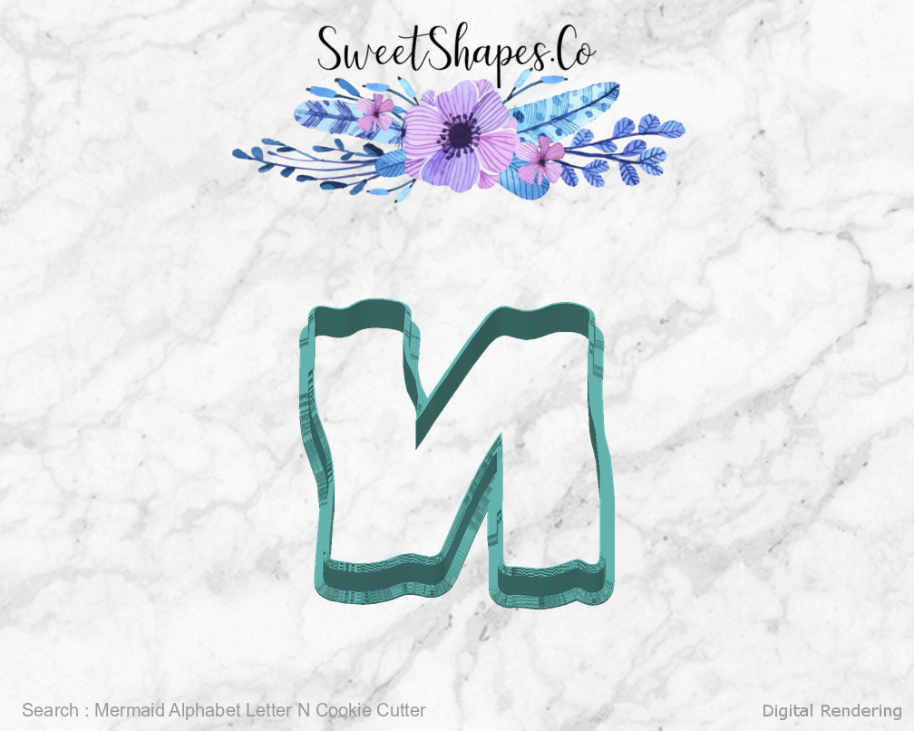 Mermaid Alphabet Letter N Cookie Cutter — back view