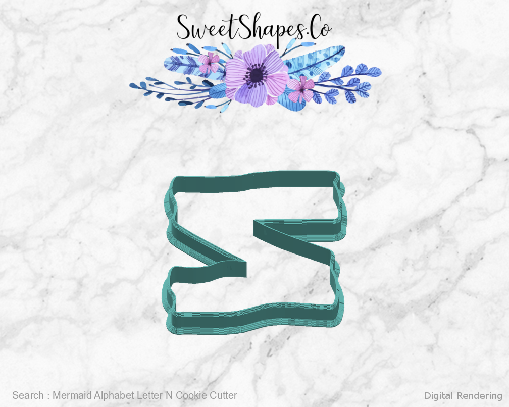 Mermaid Alphabet Letter N Cookie Cutter — right view
