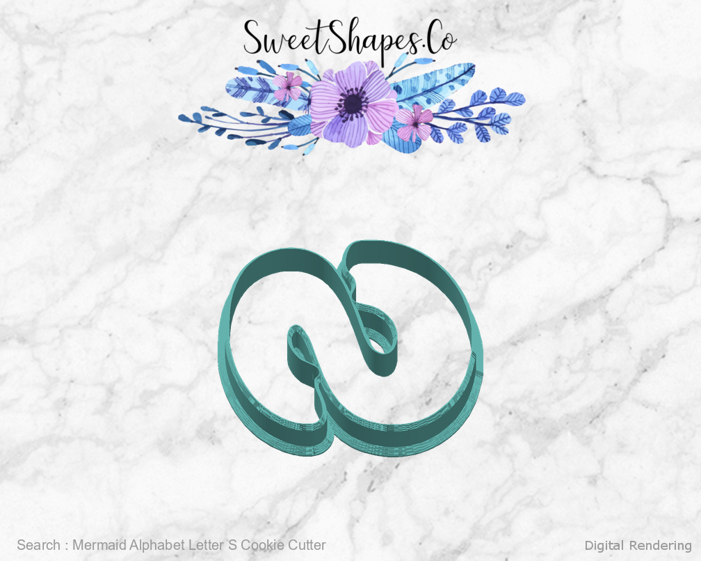 Mermaid Alphabet Letter S Cookie Cutter — right view