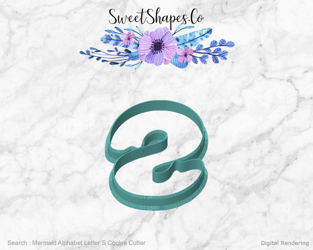 Mermaid Alphabet Letter S Cookie Cutter — front view