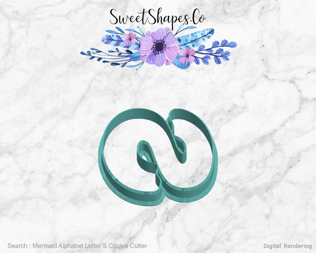 Mermaid Alphabet Letter S Cookie Cutter — left view