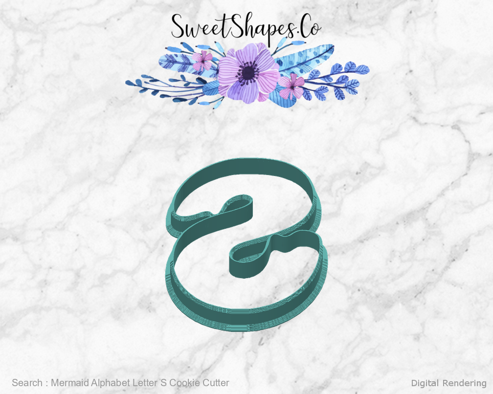 Mermaid Alphabet Letter S Cookie Cutter — back view