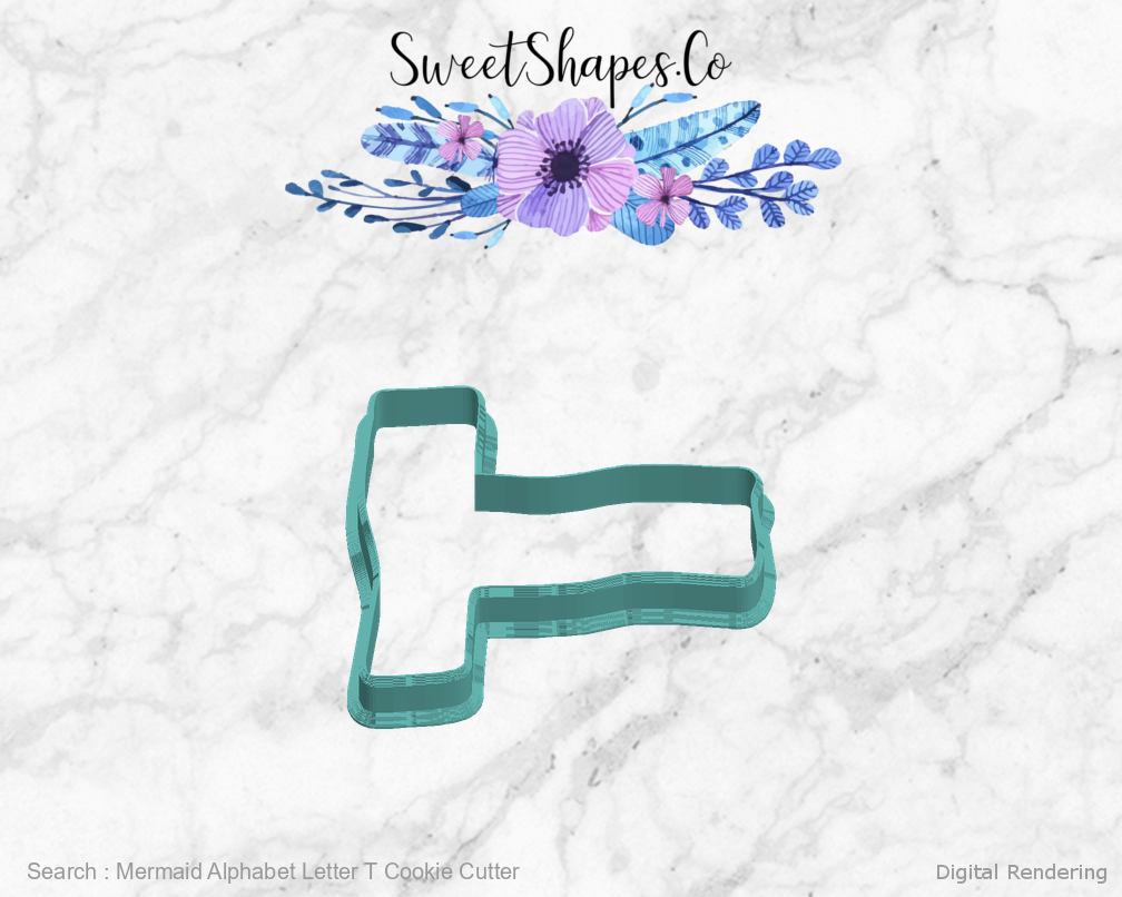 Mermaid Alphabet Letter T Cookie Cutter — left view