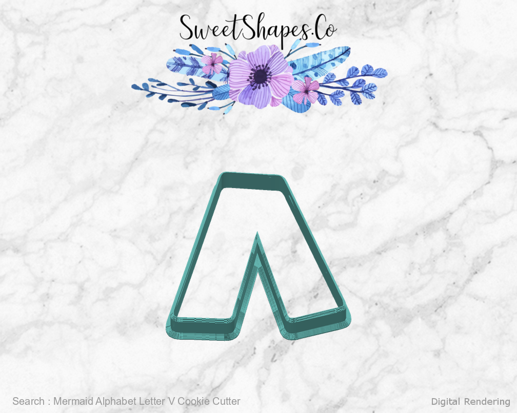 Mermaid Alphabet Letter V Cookie Cutter — back view