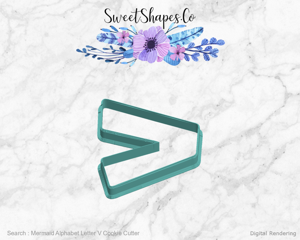 Mermaid Alphabet Letter V Cookie Cutter — left view