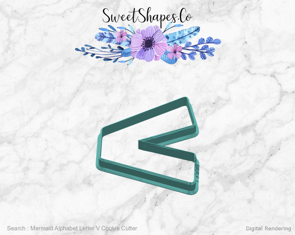 Mermaid Alphabet Letter V Cookie Cutter — right view