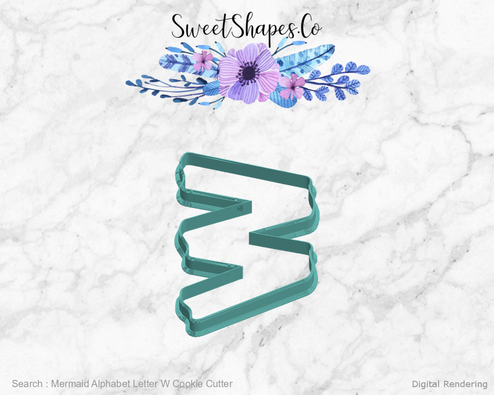 Mermaid Alphabet Letter W Cookie Cutter — left view