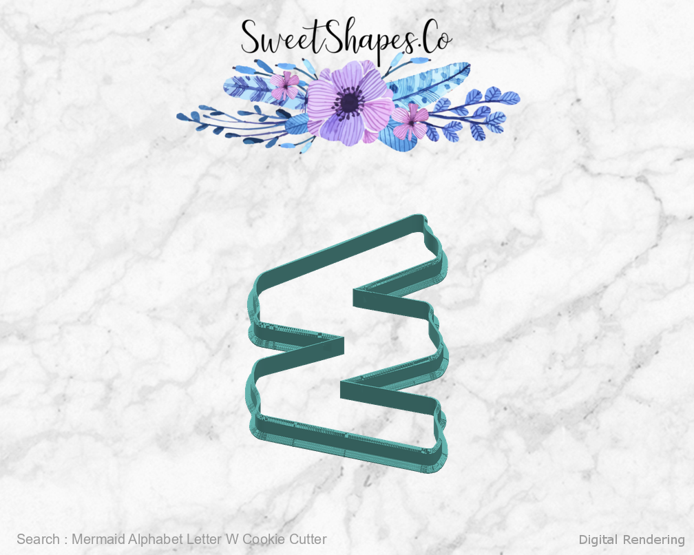Mermaid Alphabet Letter W Cookie Cutter — right view