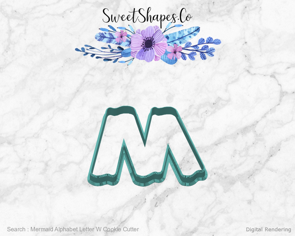 Mermaid Alphabet Letter W Cookie Cutter — back view