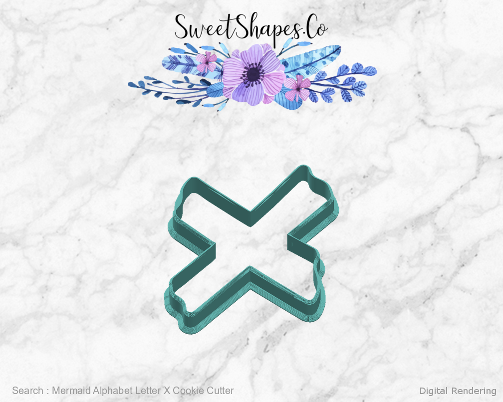 Mermaid Alphabet Letter X Cookie Cutter — right view