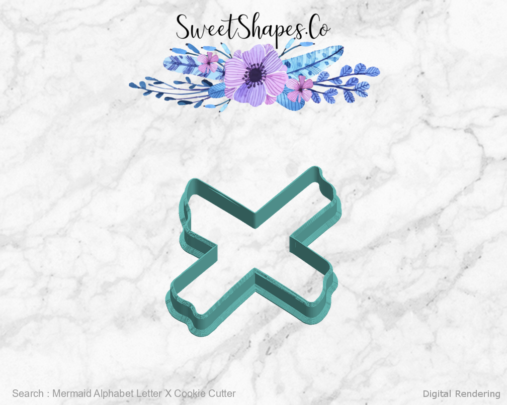 Mermaid Alphabet Letter X Cookie Cutter — left view