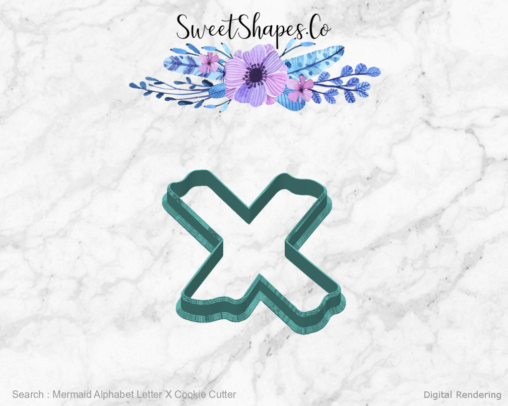 Mermaid Alphabet Letter X Cookie Cutter — back view