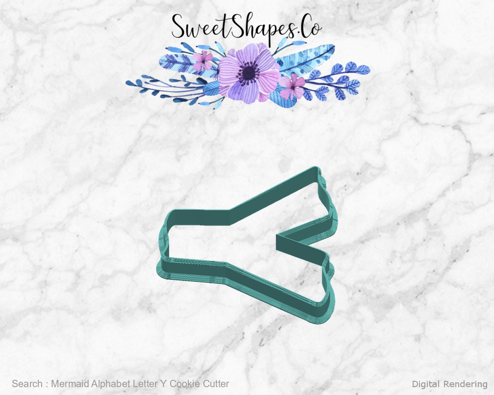 Mermaid Alphabet Letter Y Cookie Cutter — right view