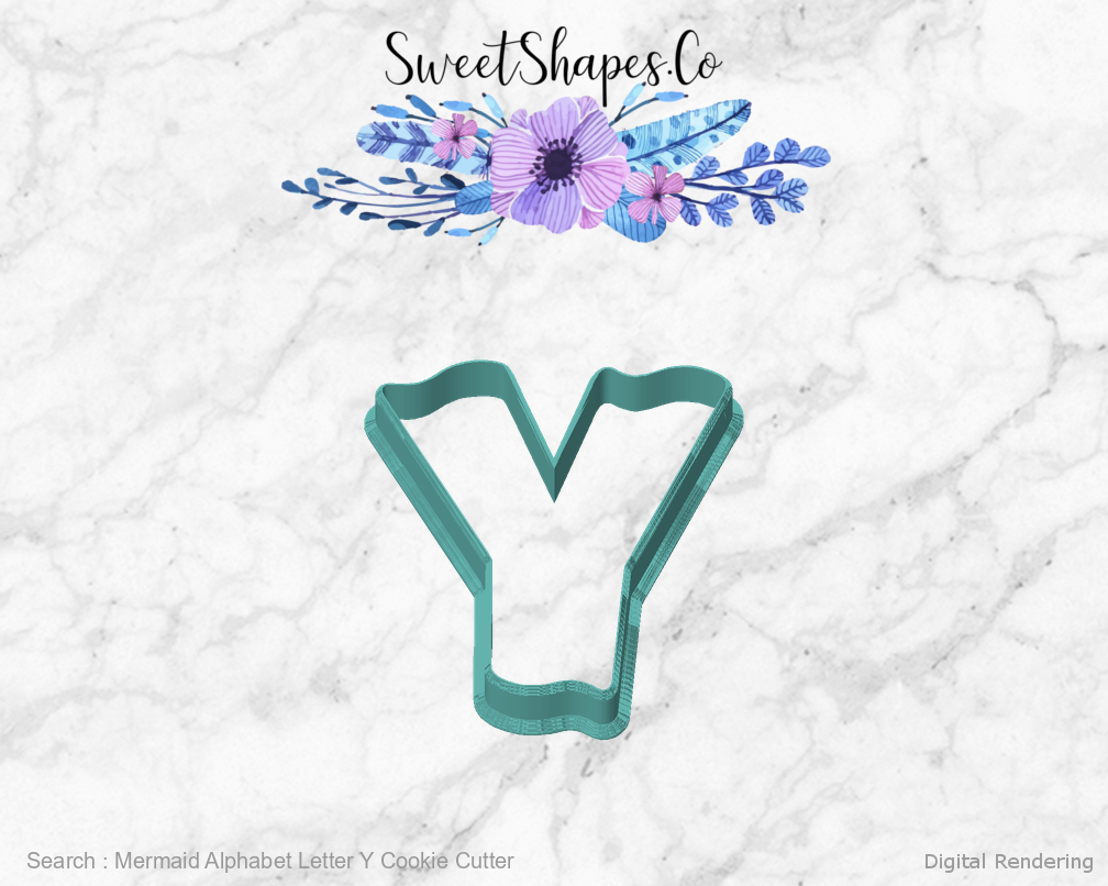 Mermaid Alphabet Letter Y Cookie Cutter — front view