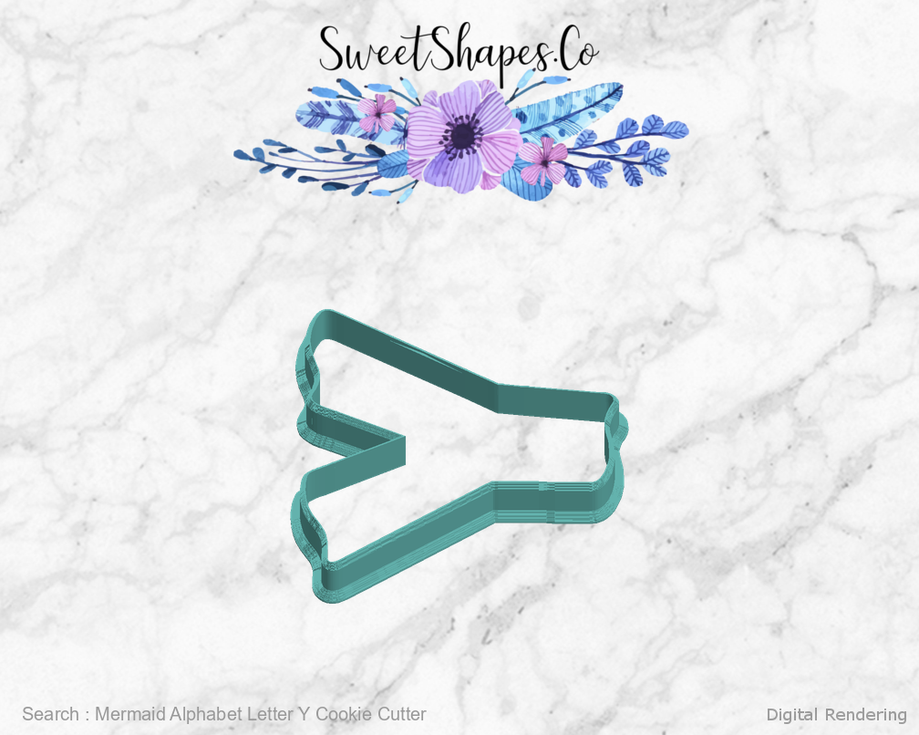 Mermaid Alphabet Letter Y Cookie Cutter — left view
