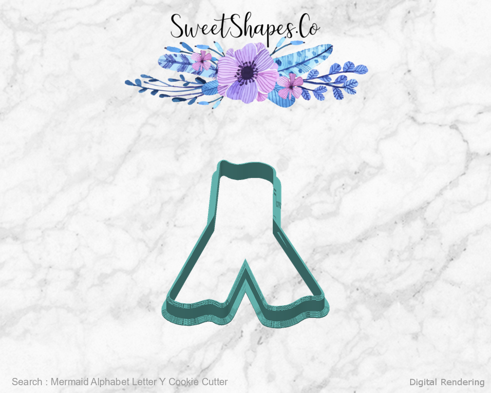 Mermaid Alphabet Letter Y Cookie Cutter — back view
