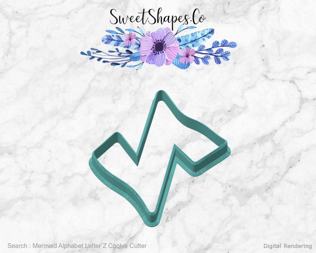 Mermaid Alphabet Letter Z Cookie Cutter — angled front view