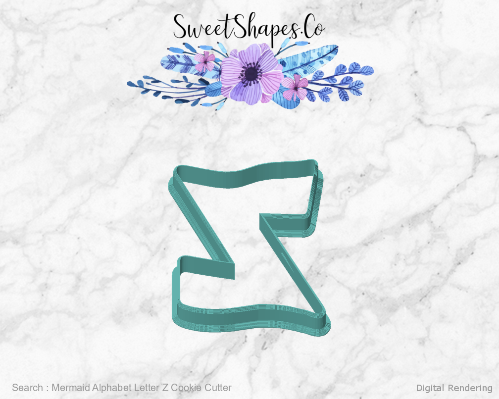 Mermaid Alphabet Letter Z Cookie Cutter — front view