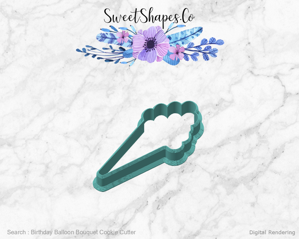 Birthday Balloon Bouquet Cookie Cutter — angled front view