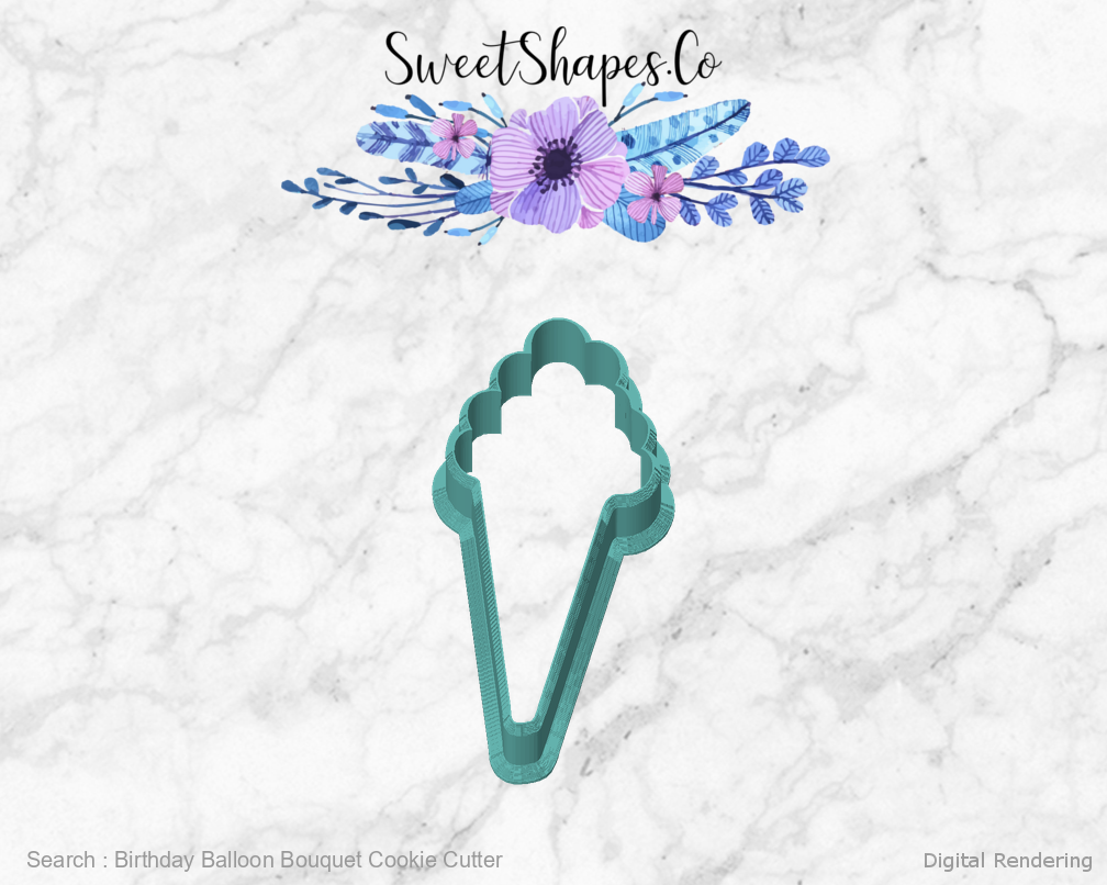 Birthday Balloon Bouquet Cookie Cutter — front view