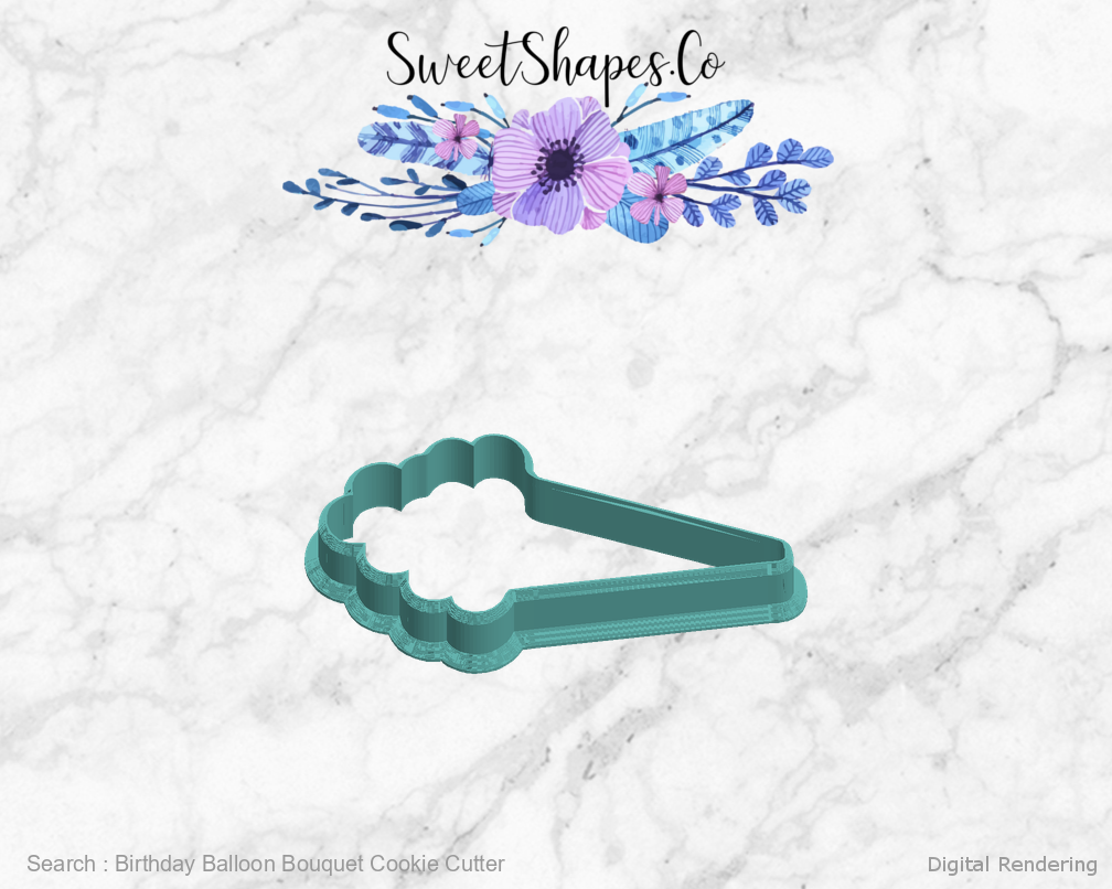 Birthday Balloon Bouquet Cookie Cutter — left view