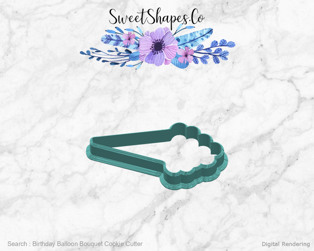 Birthday Balloon Bouquet Cookie Cutter — right view