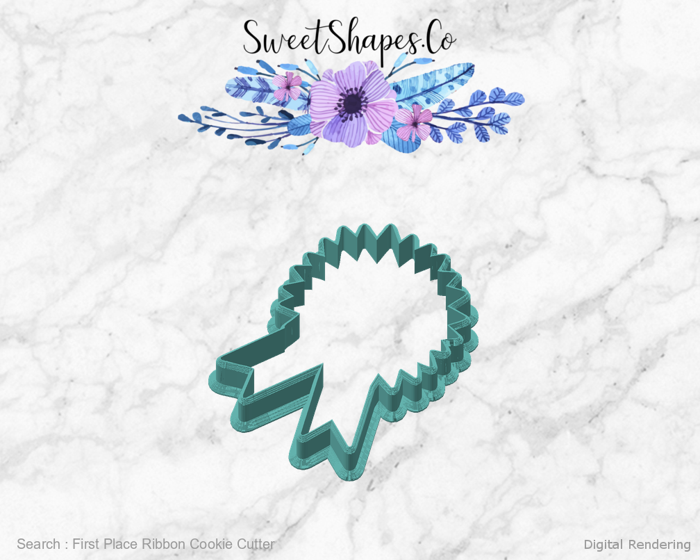 First Place Ribbon Cookie Cutter — angled front view