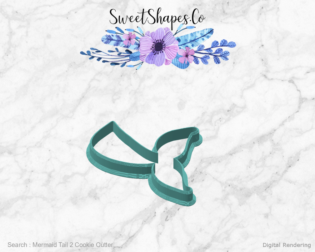 Mermaid Tail 2 Cookie Cutter — angled front view
