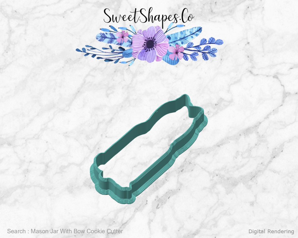Mason Jar With Bow Cookie Cutter — angled front view