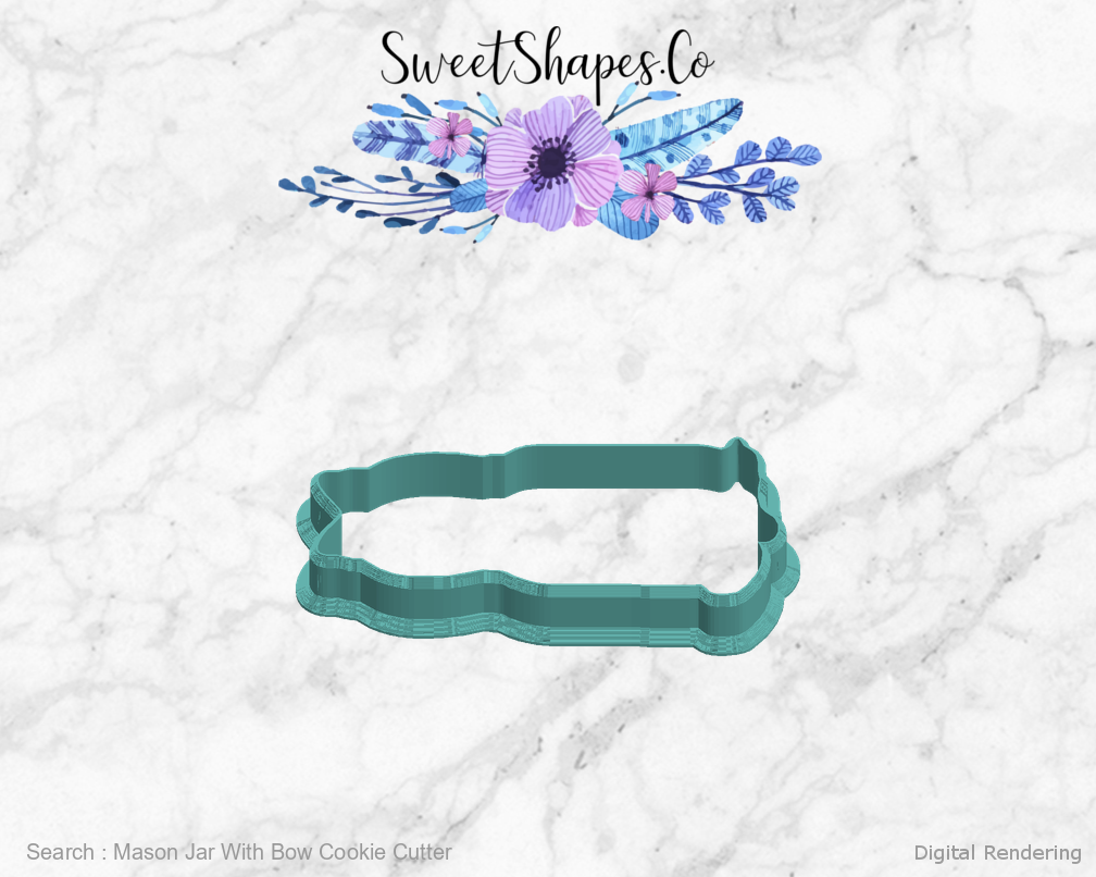 Mason Jar With Bow Cookie Cutter — left view