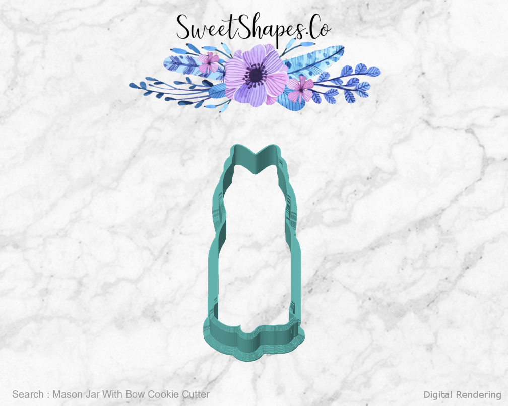 Mason Jar With Bow Cookie Cutter — front view