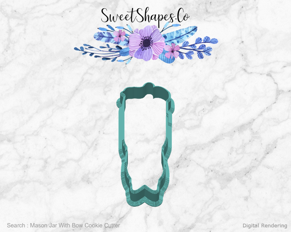 Mason Jar With Bow Cookie Cutter — back view