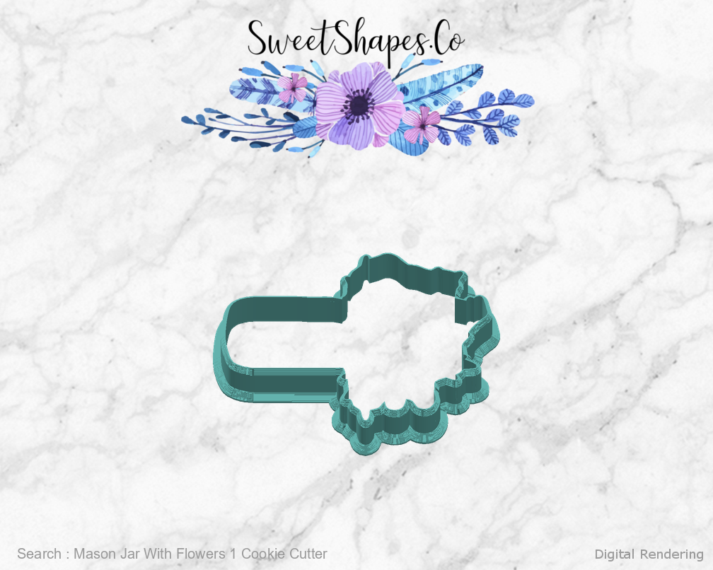 Mason Jar With Flowers 1 Cookie Cutter — right view