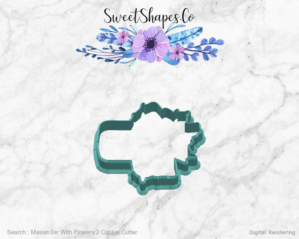 Mason Jar With Flowers 2 Cookie Cutter — right view