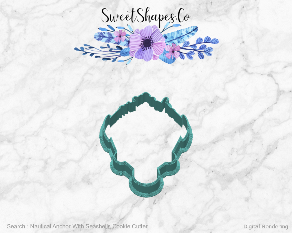 Nautical Anchor With Seashells Cookie Cutter — back view