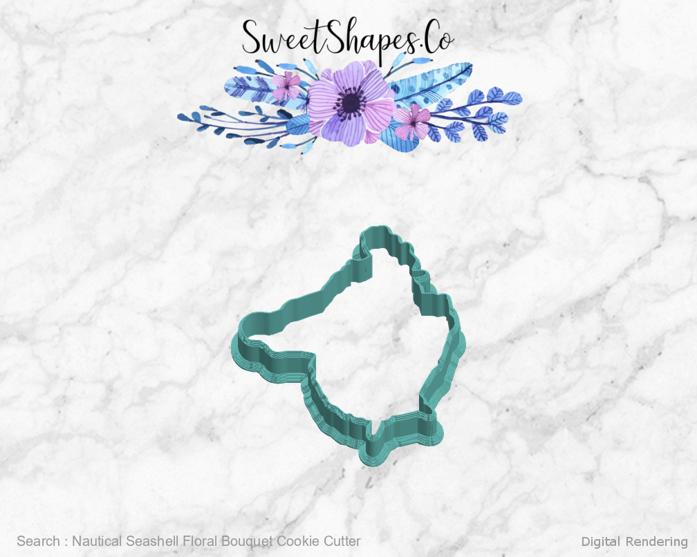 Nautical Seashell Floral Bouquet Cookie Cutter — left view