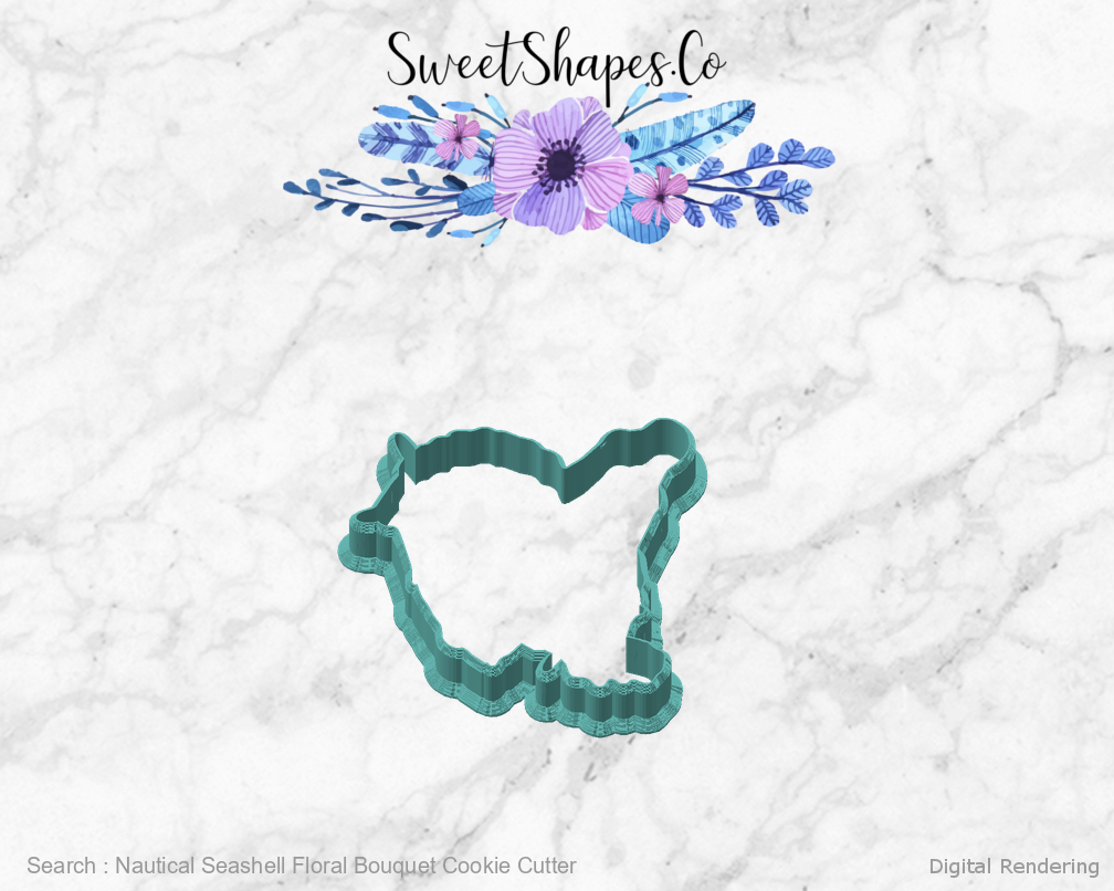 Nautical Seashell Floral Bouquet Cookie Cutter — angled front view