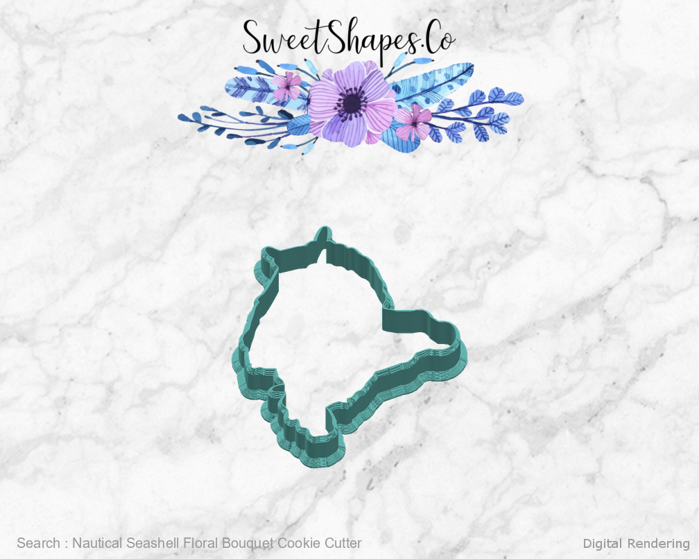 Nautical Seashell Floral Bouquet Cookie Cutter — right view