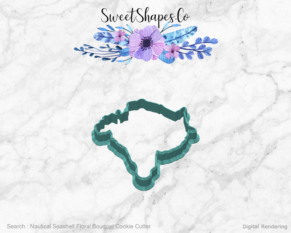 Nautical Seashell Floral Bouquet Cookie Cutter — back view