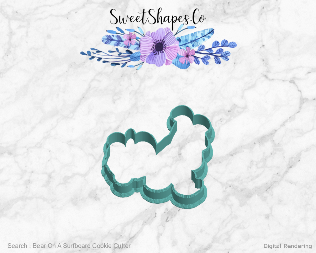 Bear On A Surfboard Cookie Cutter — left view