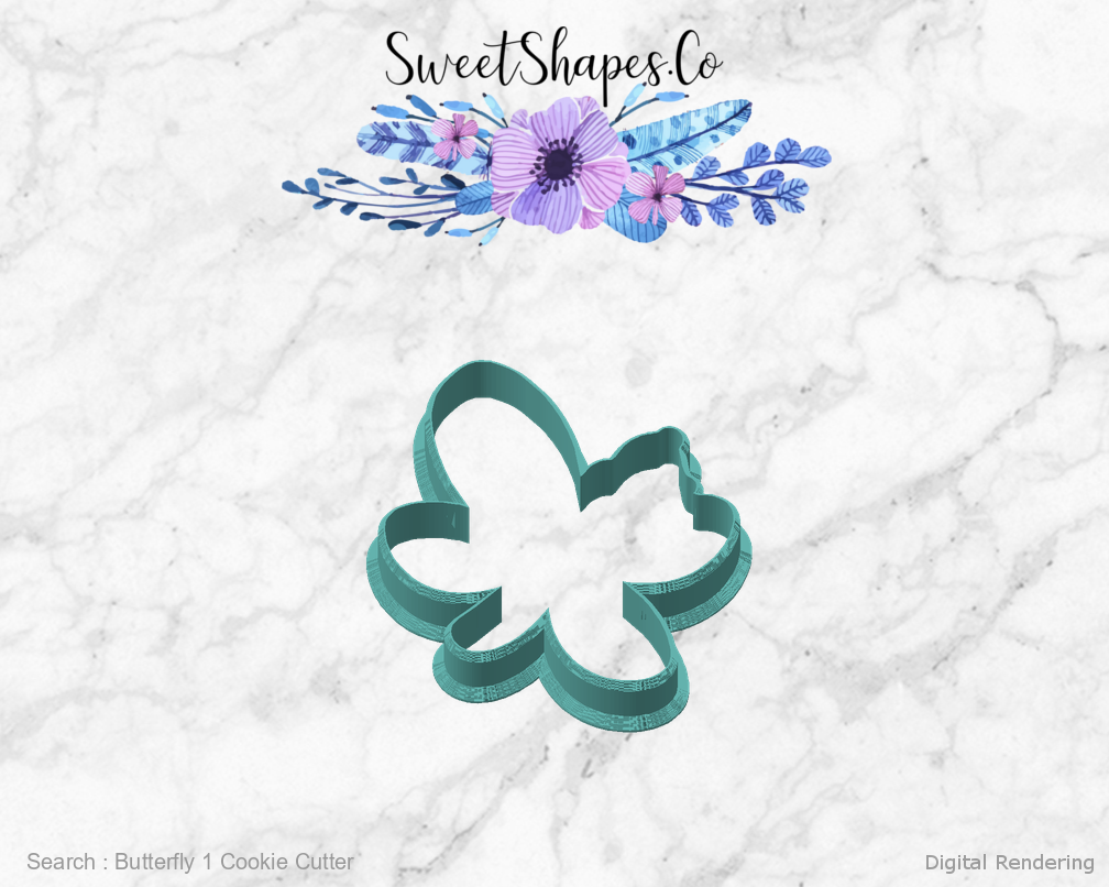 Butterfly 1 Cookie Cutter — angled front view