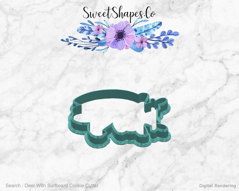 Deer With Surfboard Cookie Cutter — right view