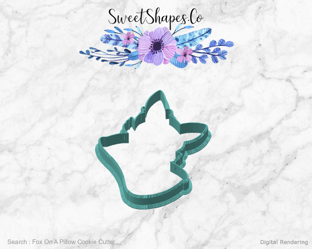 Fox On A Pillow Cookie Cutter — angled front view